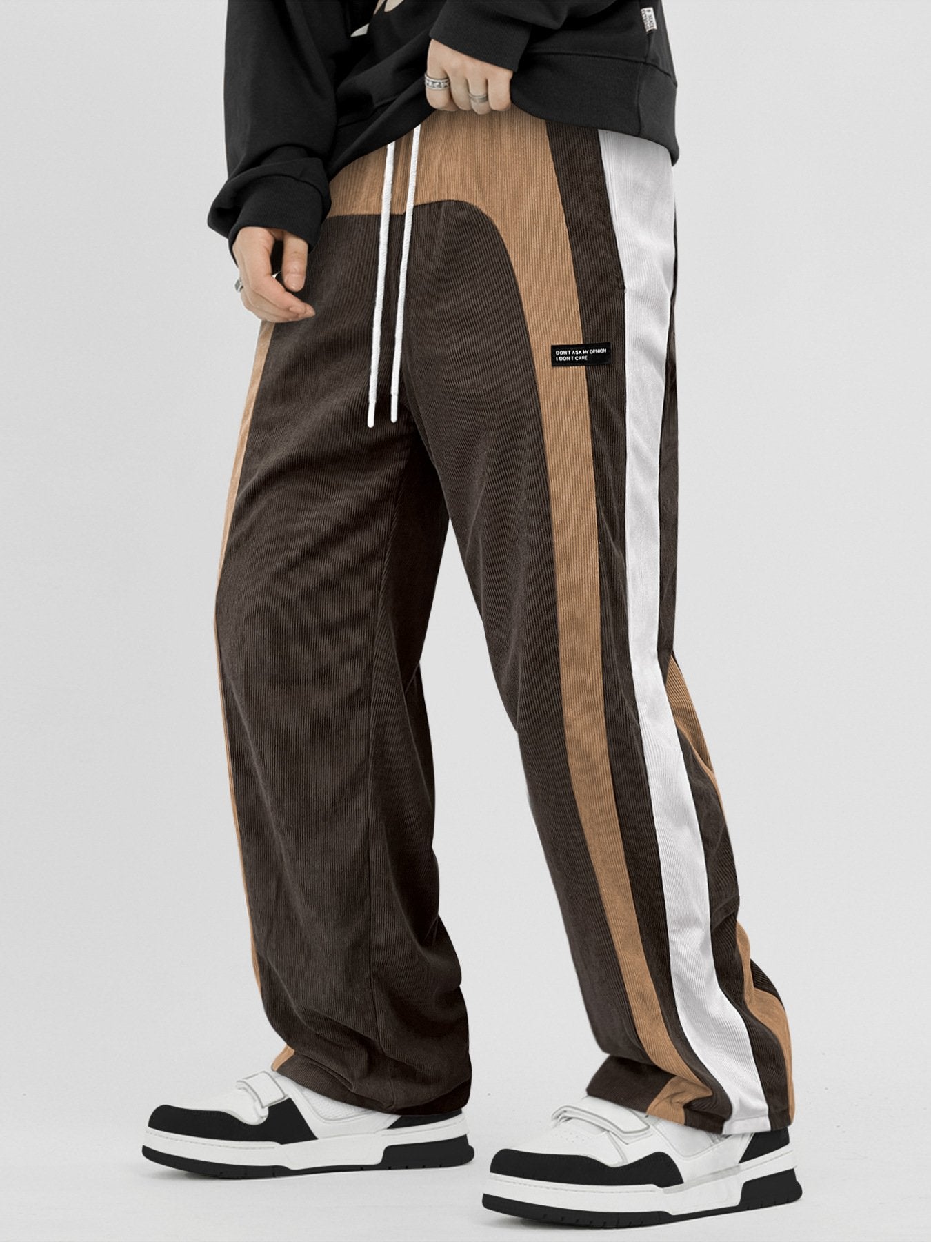All-Season Men’s Casual Corduroy Pants: Comfortable Colorblock Straight Leg Design