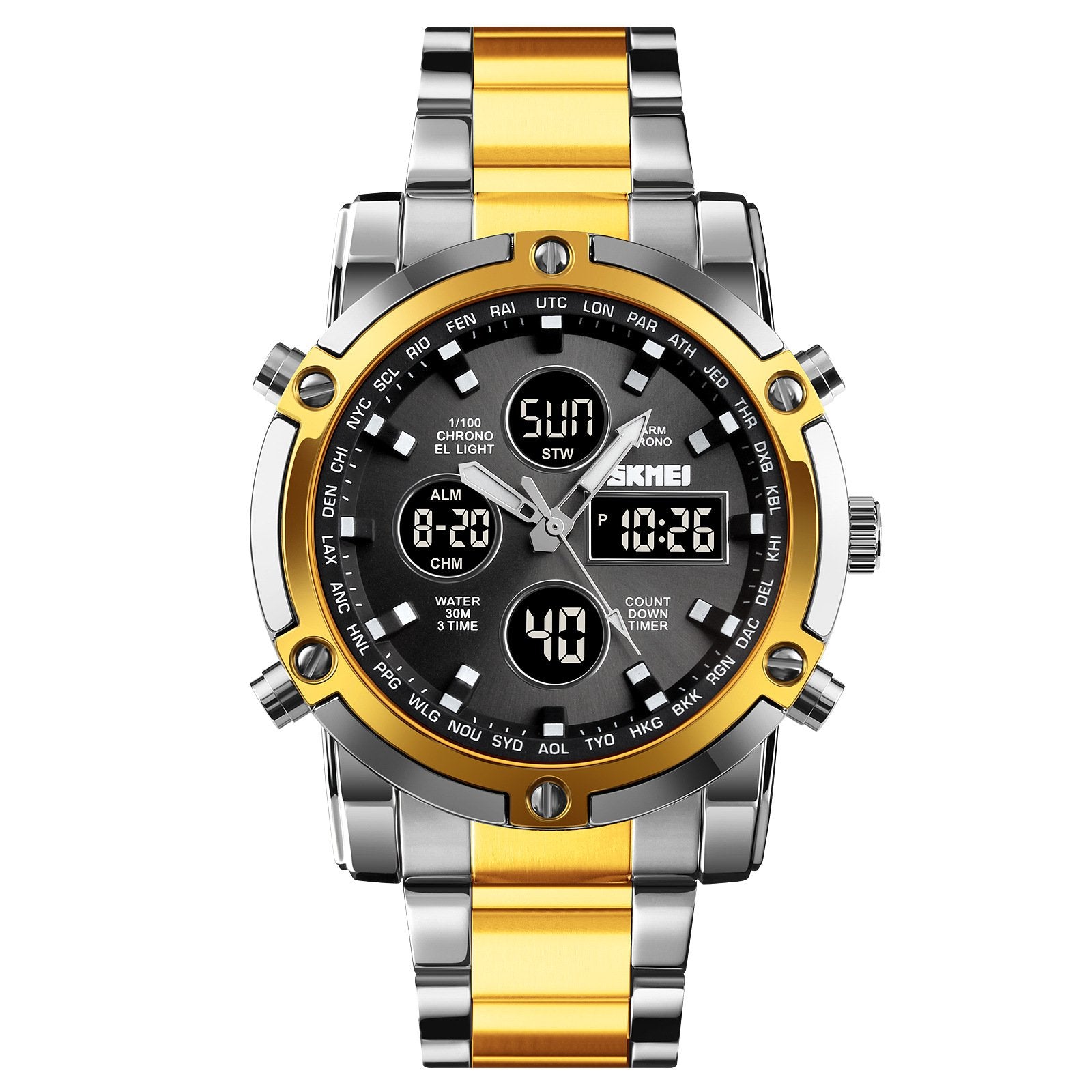 Multifunctional Waterproof Electronic Dual-Movement Men's Wristwatch