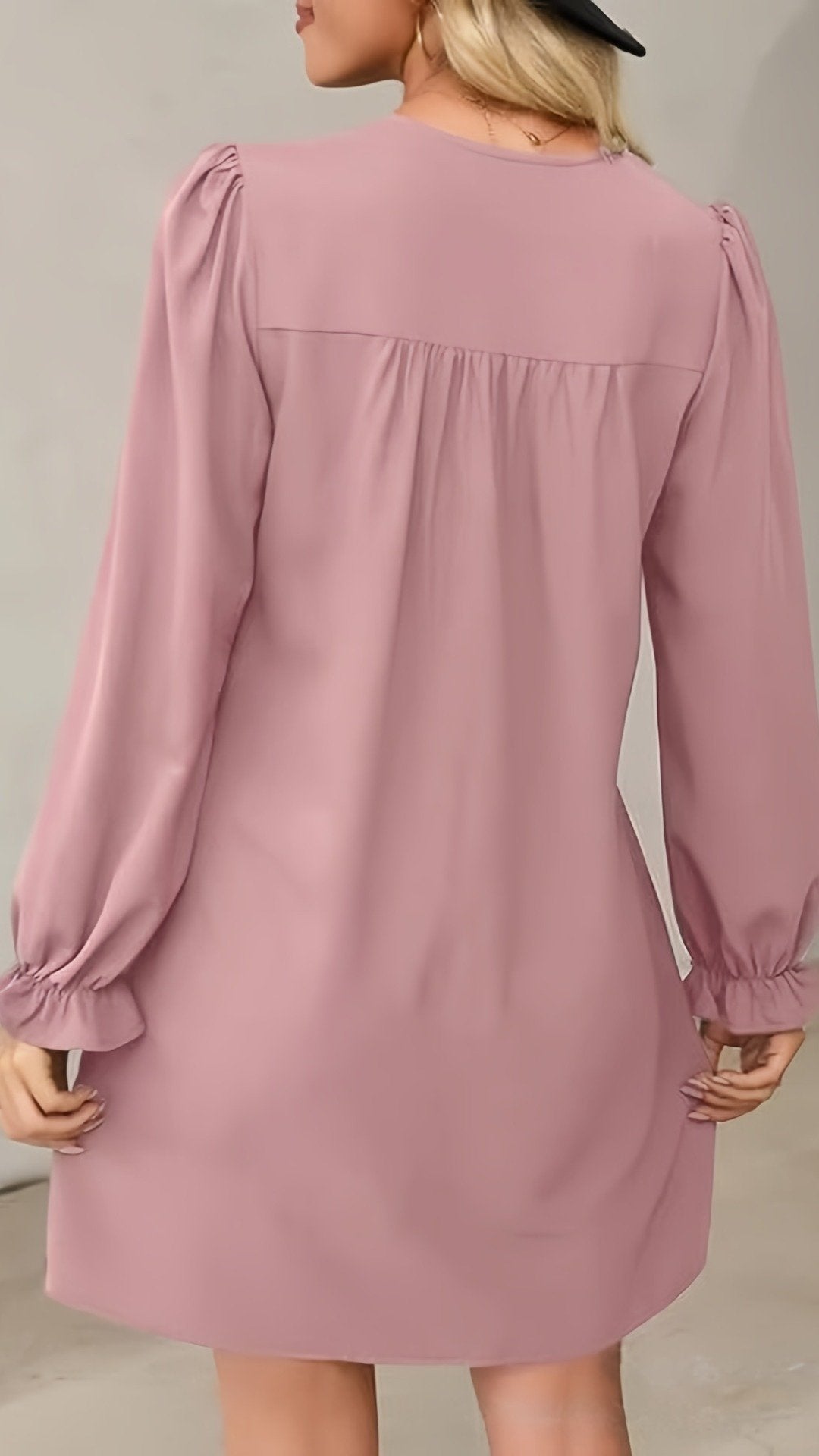 🌸 THE LANTERN RUFFLE DRESS: V-NECK, PLEATED SKIRT, BALLON SLEEVES — YOUR NEW SIGNATURE FOR EFFORTLESS ELEGANCE 🌸