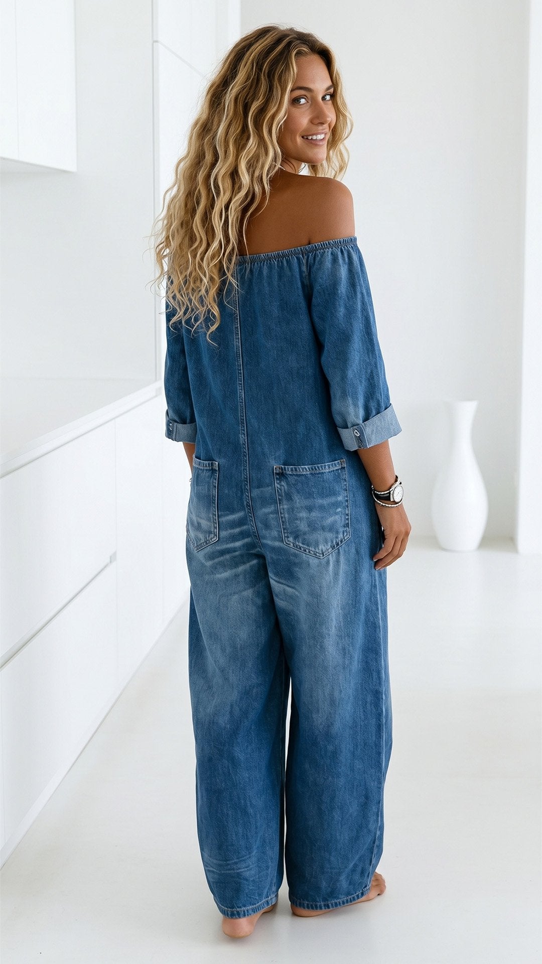 🤠 THE OFF-SHOULDER DENIM JUMPSUIT: VINTAGE WASH, RELAXED FIT, POCKETS FOR DAYS — YOUR NEW ONE-AND-DONE OUTFIT 🤠