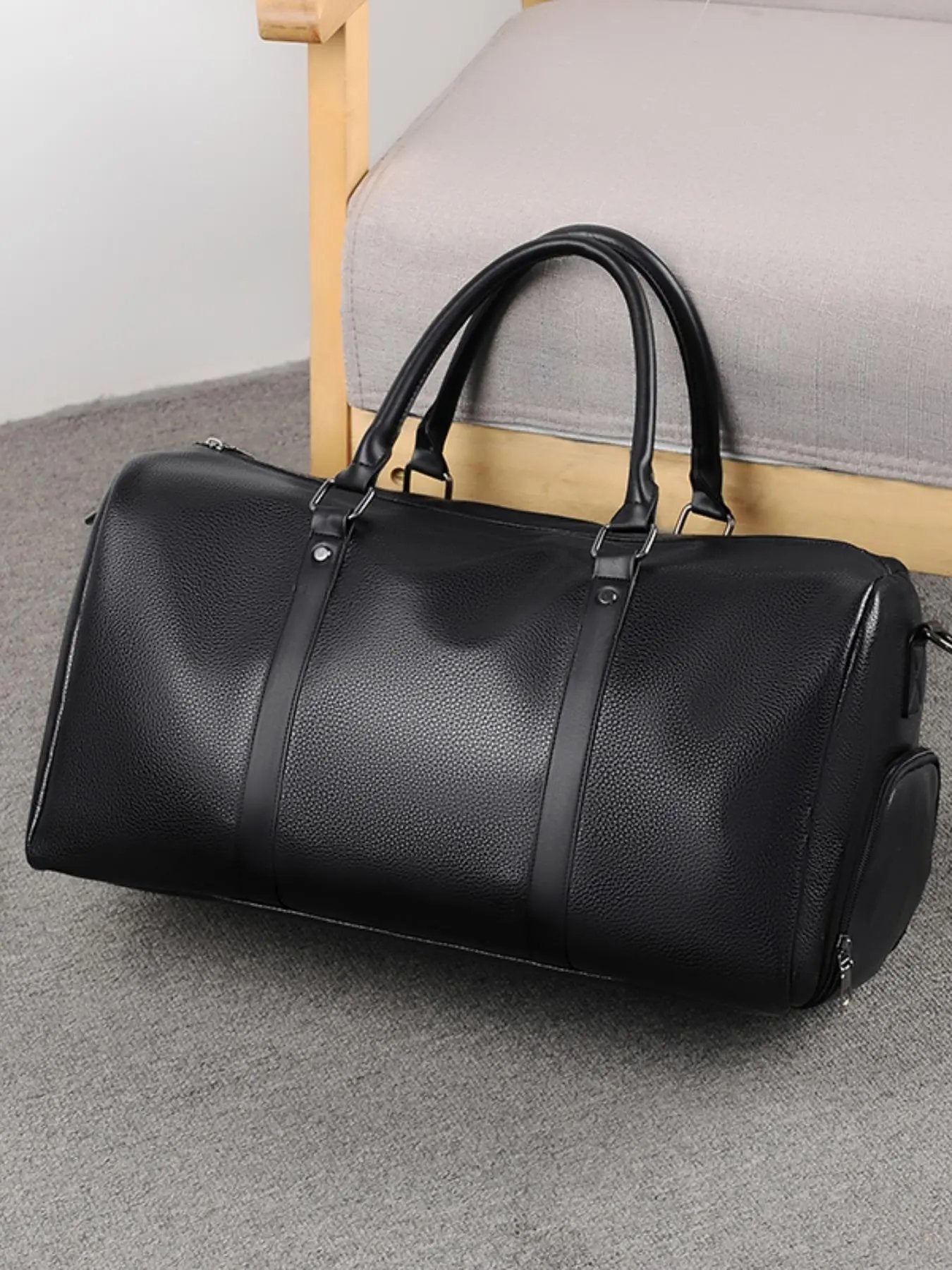 The Stealth Weekender | Premium Minimalist Travel Handbag: Structured Large Capacity Crossbody for Executive Travel
