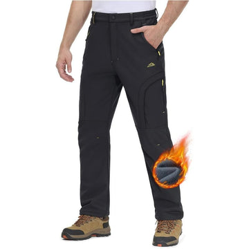 Men's Winter Pants with 5-Zip Pockets - Fleece Lined, Water Resistant for Skiing & Hiking