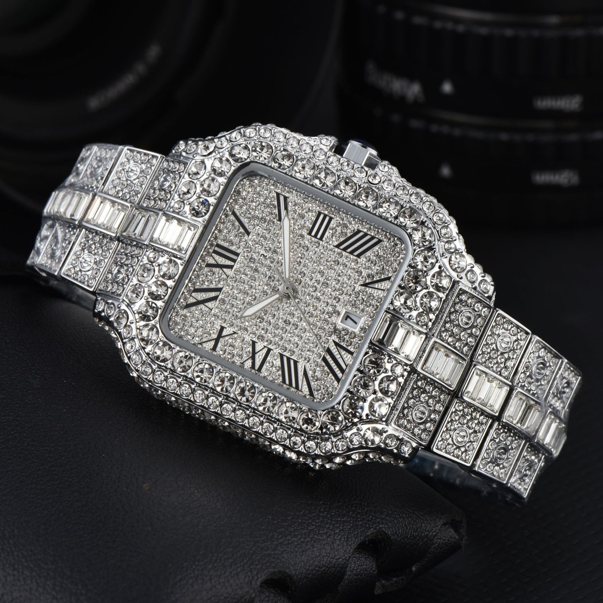 Men's Square Fashion Full Diamond Watch