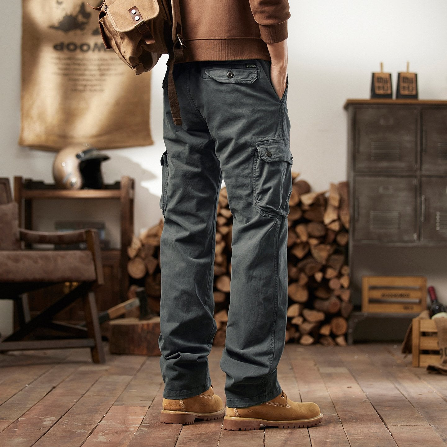 Unique Washed Vintage Loose Tapered Work Pants - Classic Fit, Versatile for Work & Casual