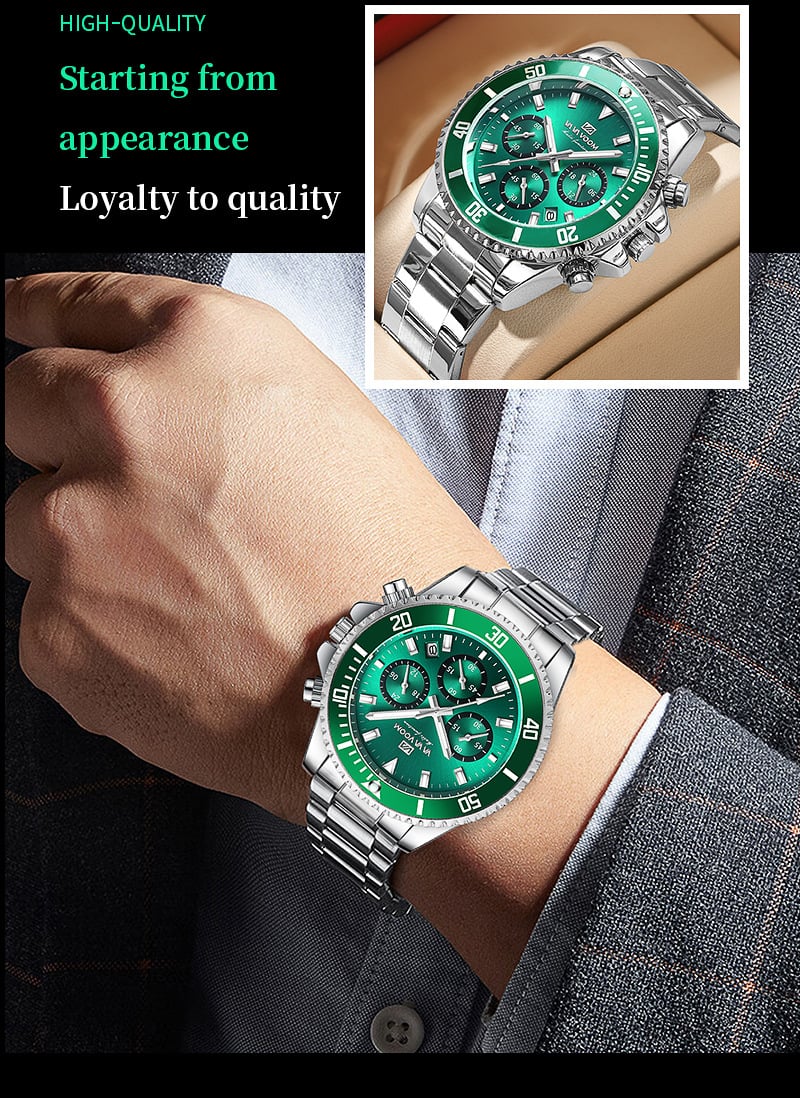 Men's luxury watch with waterproof and luminous dial