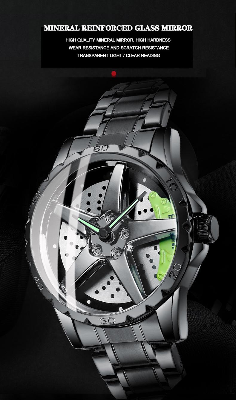 Men's Racing Steering Wheel Watch Water-resistant with luminous hands Adjustable strap
