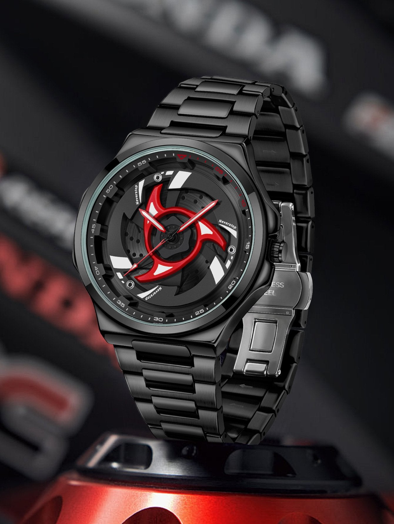 Men's Sports Quartz Watch with 360-Degree Rotating Bezel