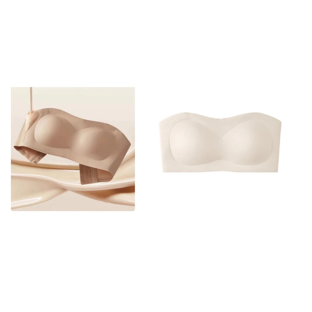 ⛱️💞Womens Strapless Bras Push Up Bandeau Bra Non Slip Wireless Supportive Padded Bras Seamless Comfortable Tube Jelly Bra