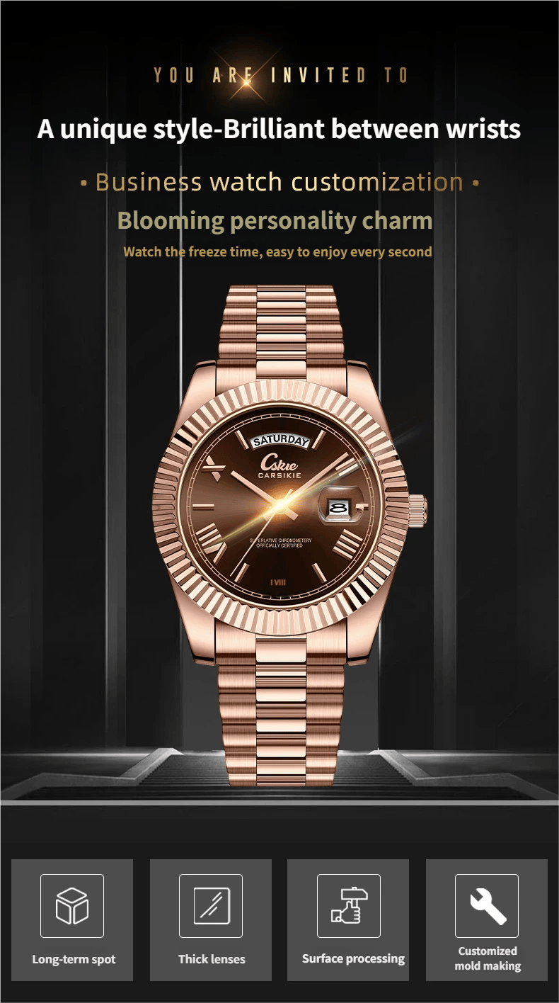Men's business watch with Arabic numeral markers