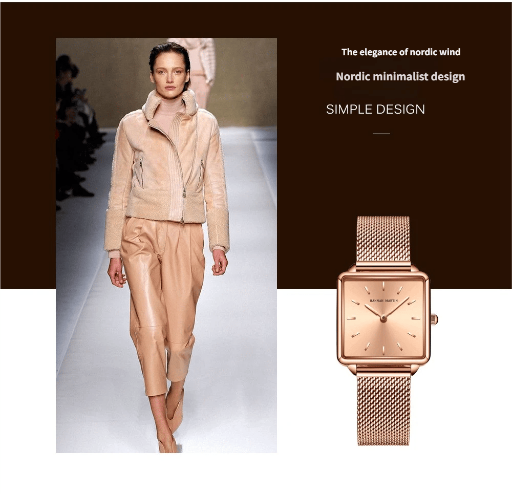 Vintage-style square-faced women's quartz watch with a steel bracelet and Japanese movement