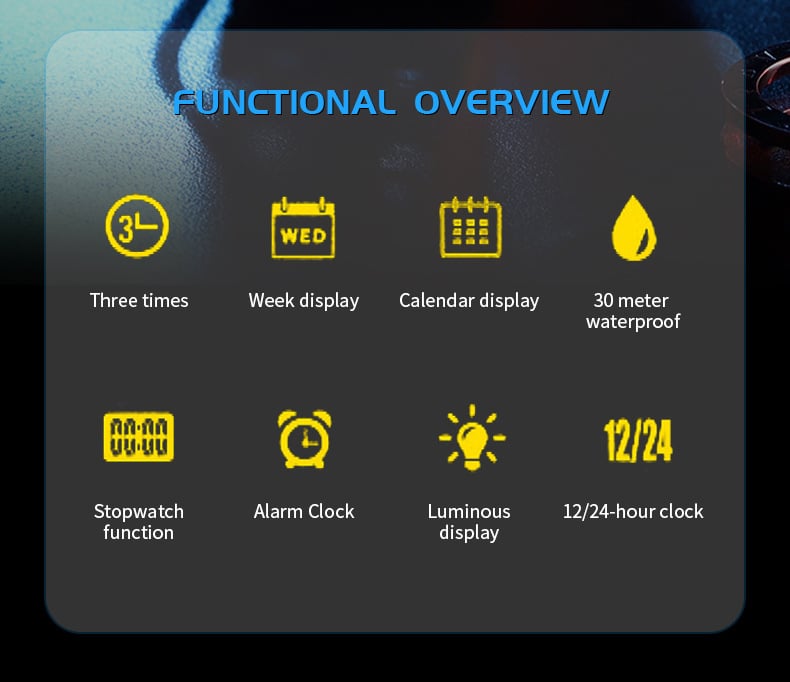 Waterproof Multi-Function Square Digital WatchWaterproof Multi-Function Square Digital Watch