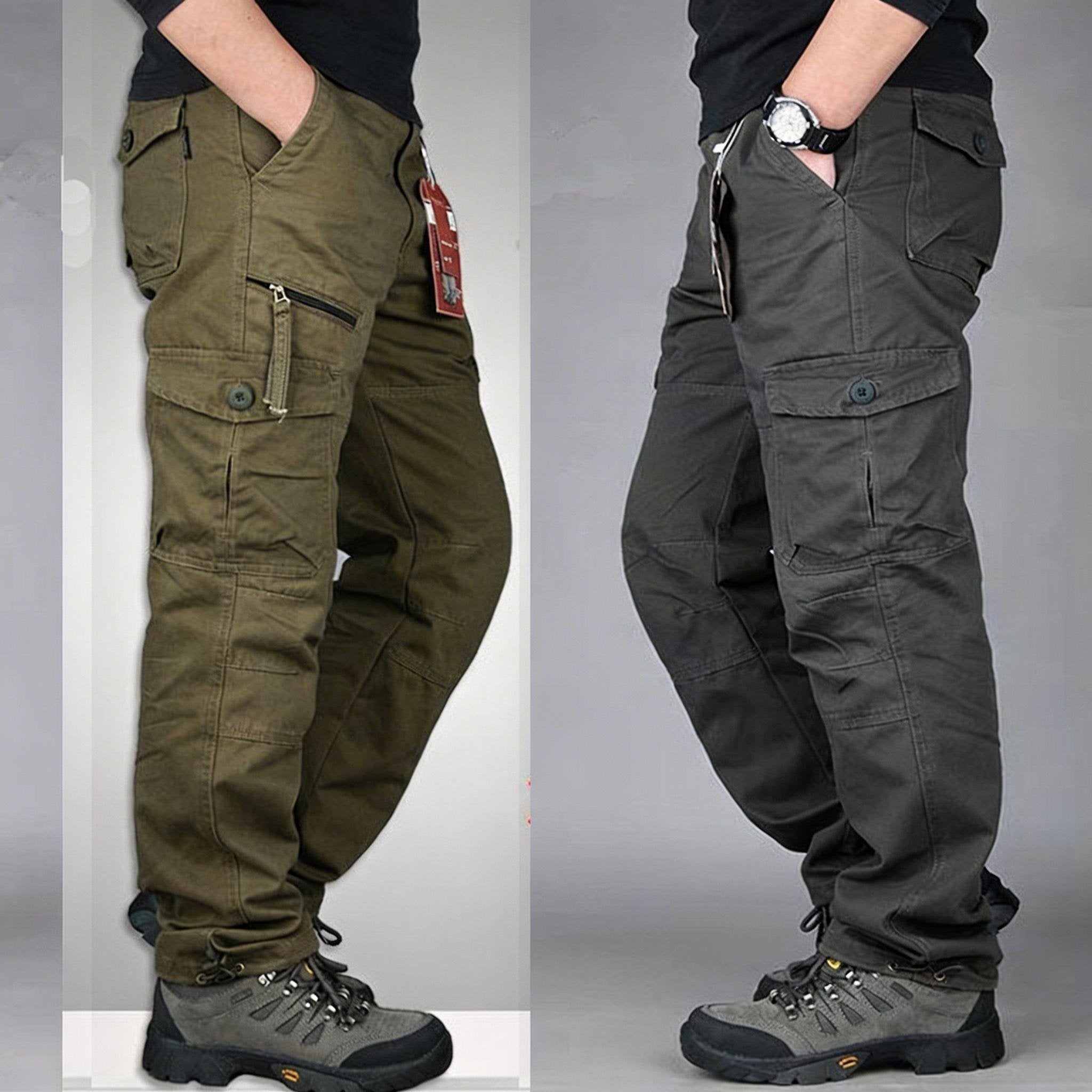 Men's Waterproof Tactical Work Pants - Solid Color with Multi-Pockets for Outdoor Activities