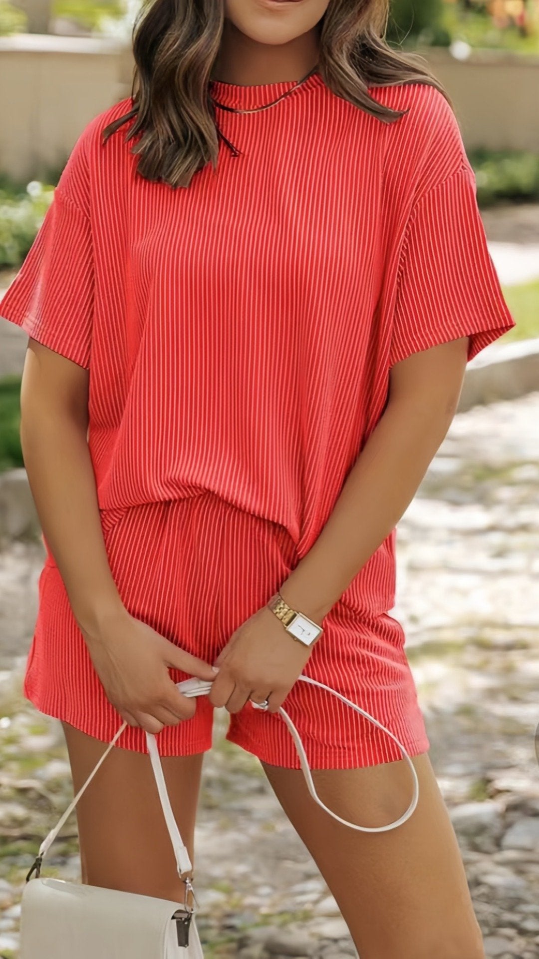 🌊 THE STRIPED LOUNGE DUO: 3/4 SLEEVE TOP + POCKET SHORTS — YOUR NEW WEEKEND ESSENTIAL 🌊