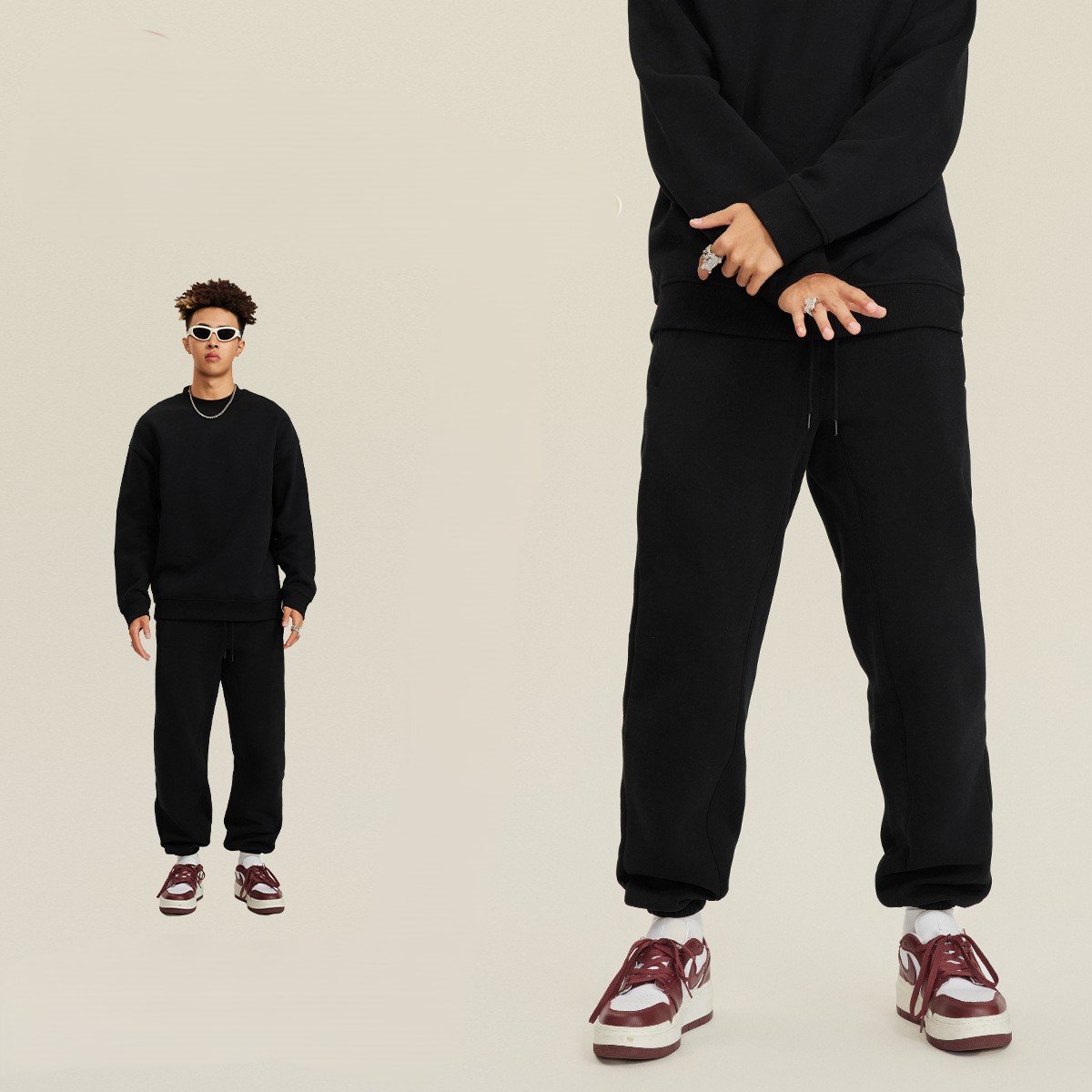 🔥 Unisex 600GSM Fleece Sweatpants 🧵 – Straight-Leg & Cuffed Retro Baggy Joggers 👖 | Warm Streetwear for Spring, Autumn & Winter ❄️