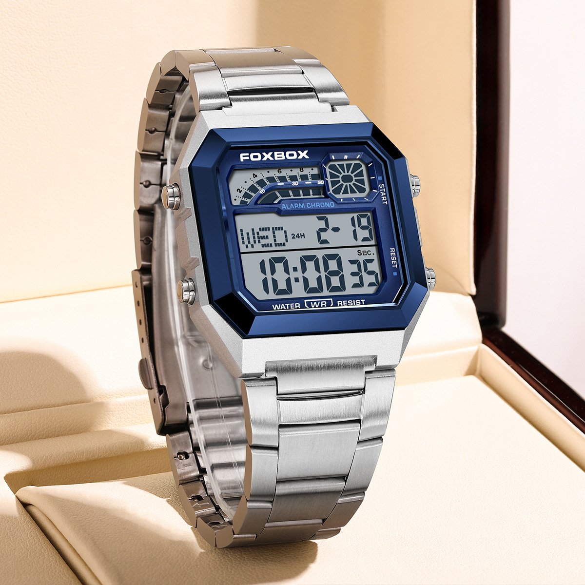 Square waterproof electronic watch for men and women