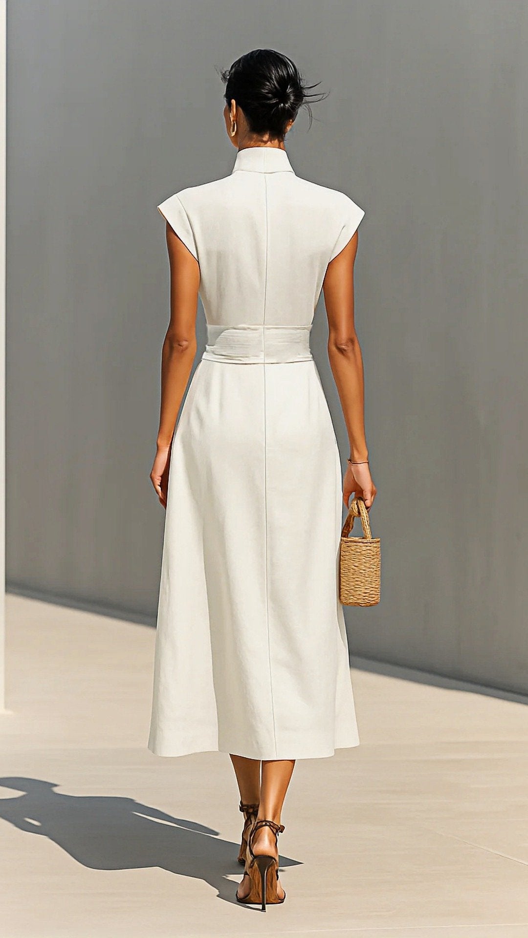 🌾 THE CINCHED SHIFT DRESS: HIGH NECK, SLEEVELESS, WIDE BELT — YOUR NEW POWER SILHOUETTE 🌾