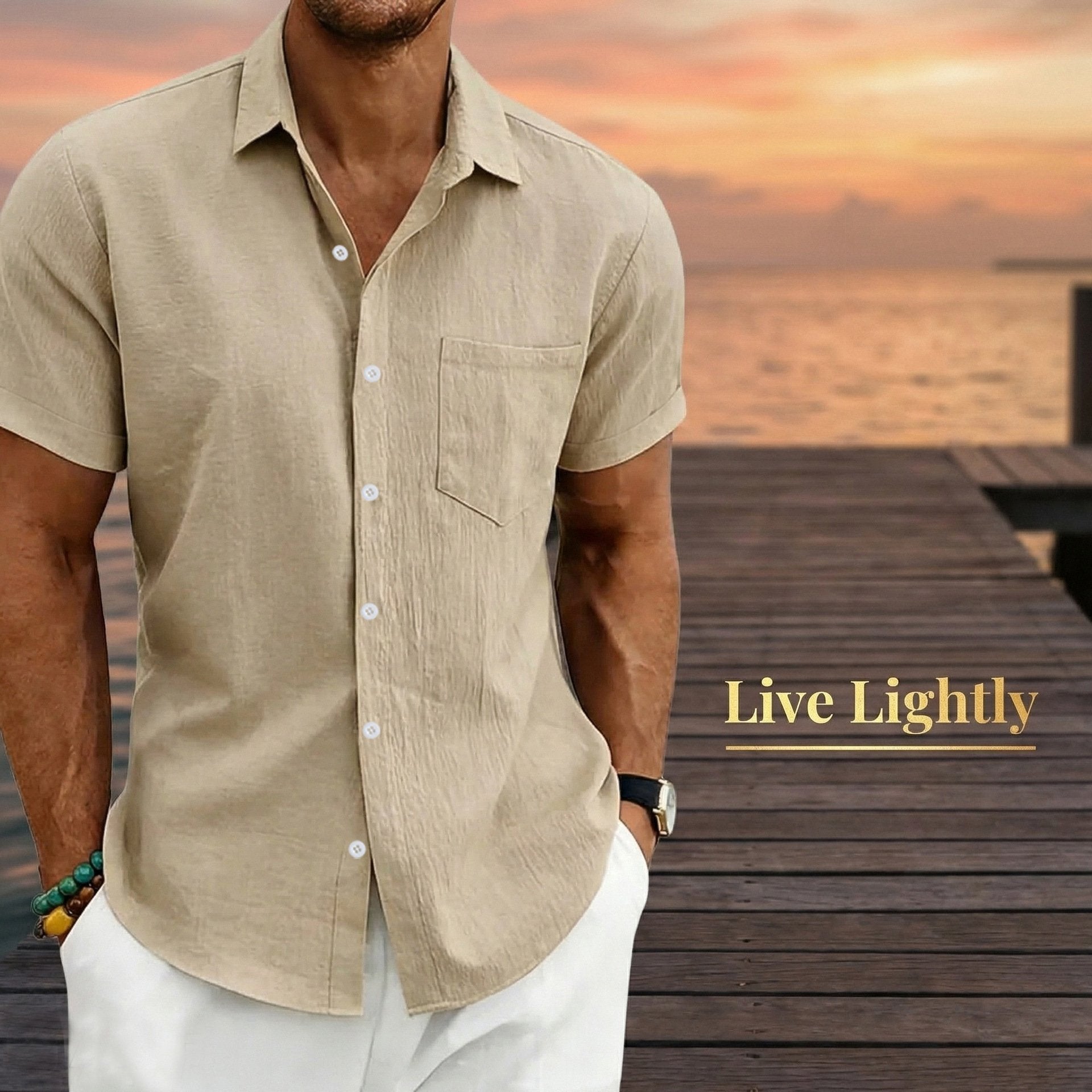 Men's Summer Linen Short-Sleeve Shirt