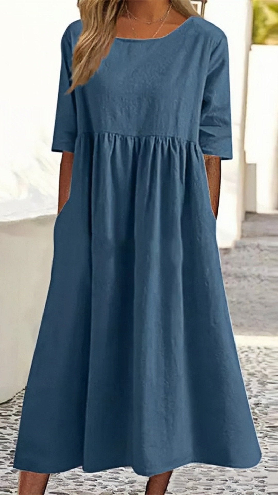 🌿 THE LINEN COTTON POCKET DRESS: BREATHABLE, LOOSE, AND ALWAYS READY FOR SUMMER 🌿 — NOW IN PLUS SIZE S-5XL! ✨