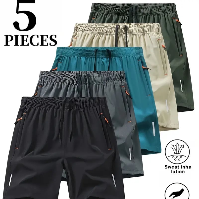 🎉BUY MORE SAVE MORE🎉Men's 5-Pack Quick-Dry Athletic Shorts - Lightweight Breathable Casual Shorts for Gym, Running & Travel