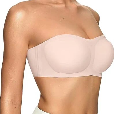 ⛱️💞Womens Strapless Bras Push Up Bandeau Bra Non Slip Wireless Supportive Padded Bras Seamless Comfortable Tube Jelly Bra