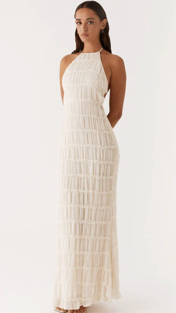 🌺 THE HALTER BACKLESS MAXI: OPEN BACK, SELF-TIE STRAPS, FULLY LINED — YOUR MOST SOPHISTICATED SUMMER DRESS 🌺