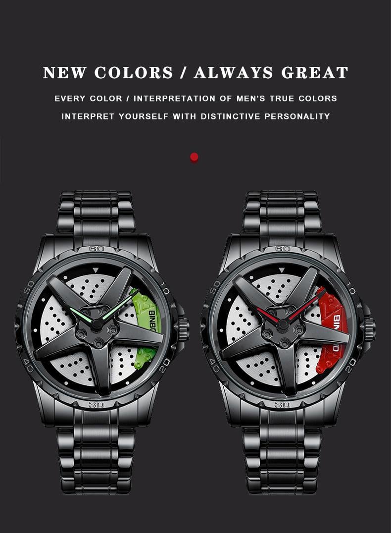 Men's Racing Steering Wheel Watch Water-resistant with luminous hands Adjustable strap