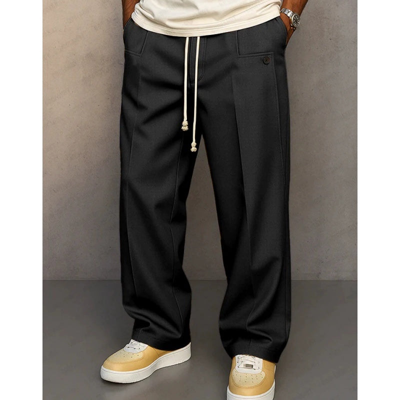 Men's Casual Loose Pleated Straight Pants