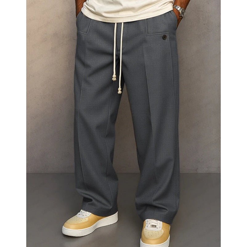 Men's Casual Loose Pleated Straight Pants