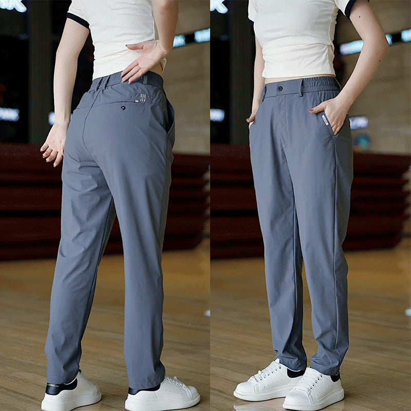 Pantalones casuales de negocios rectos, elásticos y de secado rápido